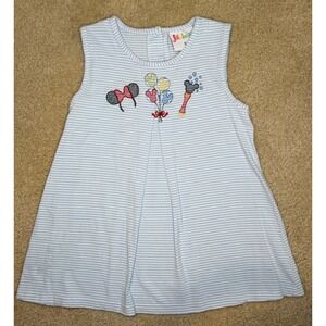 Jellybean Mickey Minnie Embroidered Girls Disney Blue Stripe Dress Size 5